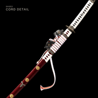 Unsharpened Collector Tachi — Red Saya with Gold Kamon, White Ito — gallery image 4