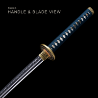 Unsharpened T10 Candle-Hamon Collector Iaito — Teal Ito, Black Saya — gallery image 4