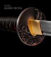 Unsharpened Collector Katana — Black Ito, Russet Carved Saya — gallery image 5
