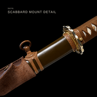 Unsharpened Kobuse Jigane Collector Type 98 Sword — Tan Ito, Brown Leather Saya — gallery image 5