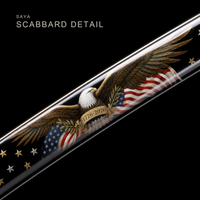 Unsharpened Eagle-Motif Katana — Mirror-Polished 5160, Black Lacquered Saya — gallery image 5