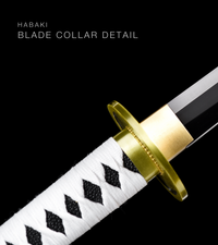 Unsharpened Black-Finish Anime Collector Katana — White Ito, White Lacquered Saya — gallery image 6