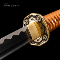 Unsharpened Type 98 Collector Sword — 1045 Carbon Steel, Brown Leather-Look Saya — gallery image 5