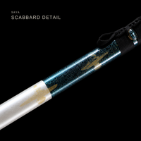 Unsharpened Ocean Dragon Katana — Teal Cloud Saya, Silver Wave Tsuba — gallery image 5