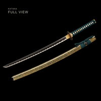 Unsharpened Pan Collector Katana — Grade 45 Carbon Steel, Lacquered Hardwood Saya — gallery image 5