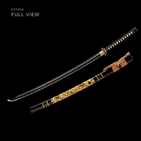 Unsharpened Gold-Dragon Relief Collector Katana — 5160 Steel, Copper Fittings — gallery image 5