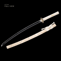 Unsharpened Aurora Katana for Display – 5160 Steel, Slim Saya — gallery image 5