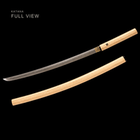 Unsharpened Ladder-Pattern Collector Iaito — Patterned Steel, Horn and White-Wood Mounts — gallery image 5