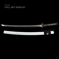 Unsharpened Gilt-Lion Collector Katana — Clay-Tempered T10, Lacquered Saya — gallery image 5