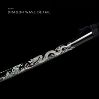 Unsharpened Rising Dragon Katana — Clay-Tempered T1095, Wave-Inlaid Saya, Copper Fittings — gallery image 4