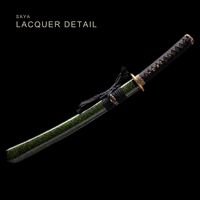 Unsharpened Folded Steel Collector Short Sword — Black Ito, Olive Saya — gallery image 5