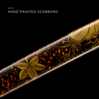 Unsharpened Hand-Painted Saya Katana — Sanmai Folded Steel, Gold Chrysanthemum — gallery image 5