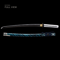 Unsharpened Mirror-Polished Collector Katana — High-Manganese Steel, Green-Bark Lacquer Saya — gallery image 5