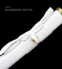 Unsharpened Black-Finish Anime Collector Katana — White Ito, White Lacquered Saya — gallery image 7