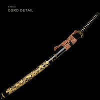 Unsharpened Gold-Dragon Relief Collector Katana — 5160 Steel, Copper Fittings — gallery image 6