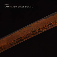 Unsharpened Hand-Painted Saya Katana — Sanmai Folded Steel, Gold Chrysanthemum — gallery image 6