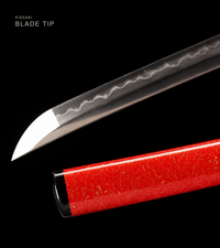 Unsharpened T10 Collector Katana — Red Saya, Tan Ito, Copper Fittings — gallery image 6