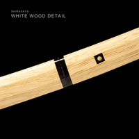 Unsharpened Ladder-Pattern Collector Iaito — Patterned Steel, Horn and White-Wood Mounts — gallery image 6