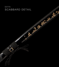 Unsharpened Blackened Collector Katana — Gold Calligraphy Saya — gallery image 7