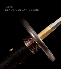 Unsharpened Collector Katana — Black Ito, Russet Carved Saya — gallery image 6