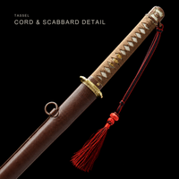 Unsharpened Folded Steel Collector Type 98 Sword — Tan Ito, Brown Leather Saya — gallery image 6
