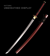 Unsharpened Collector Katana — Black Ito, Burgundy Lacquered Saya — gallery image 1
