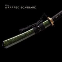 Unsharpened Folded Steel Collector Short Sword — Black Ito, Olive Saya — gallery image 6