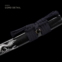 Unsharpened Rising Dragon Katana — Clay-Tempered T1095, Wave-Inlaid Saya, Copper Fittings — gallery image 5
