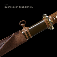 Unsharpened Kobuse Jigane Collector Type 98 Sword — Tan Ito, Brown Leather Saya — gallery image 6