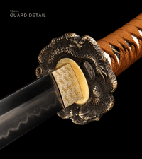 Unsharpened T10 Collector Katana — Red Saya, Tan Ito, Copper Fittings — gallery image 7