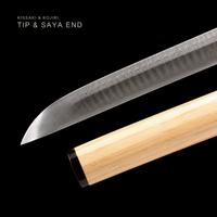 Unsharpened Ladder-Pattern Collector Iaito — Patterned Steel, Horn and White-Wood Mounts — gallery image 7