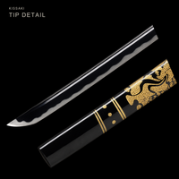 Unsharpened Gold-Dragon Relief Collector Katana — 5160 Steel, Copper Fittings — gallery image 7