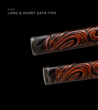 Unsharpened Daisho Set — Mirror-Polished 5160, Carved Red-and-Black Saya — gallery image 6