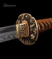 Unsharpened Bamboo Tiger Wakizashi for Display – Clay-Tempered T10 — gallery image 5