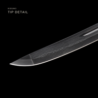 Unsharpened Patterned-Steel Collector Katana — Clay-Tempered, Aged Copper Fittings — gallery image 7