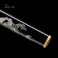 Unsharpened Rising Dragon Katana — Clay-Tempered T1095, Wave-Inlaid Saya, Copper Fittings — gallery image 6