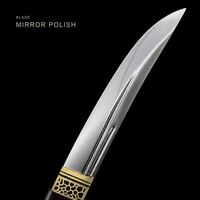 Unsharpened Ebony Tanto — U-no-kubi Profile, Pierced Brass Fuchi — gallery image 6