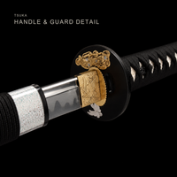 Unsharpened Gilt-Lion Collector Katana — Clay-Tempered T10, Lacquered Saya — gallery image 8