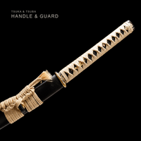 Unsharpened Chrysanthemum-Tsuba Collector Katana — Clay-Tempered T10, Lacquered Saya — gallery image 8
