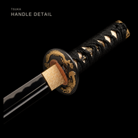 Unsharpened Gold-Dragon Relief Collector Katana — 5160 Steel, Copper Fittings — gallery image 8