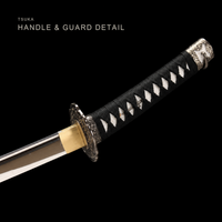 Unsharpened Angled-Tsuka Katana — Mirror-Polished 5160, Plum-Pattern Saya — gallery image 7