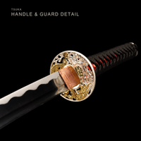 Unsharpened Dragon Plum Katana — Black Kamon Saya, Red-Accent Ito — gallery image 7