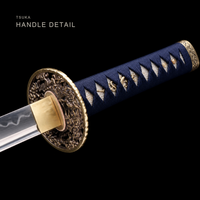 Unsharpened Rising Dragon Katana — Clay-Tempered T1095, Wave-Inlaid Saya, Copper Fittings — gallery image 7