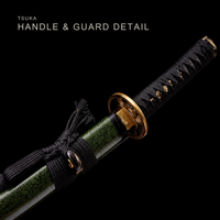 Unsharpened Folded Steel Collector Short Sword — Black Ito, Olive Saya — gallery image 8