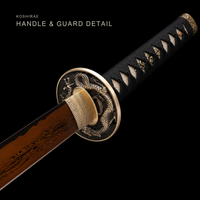 Unsharpened Hand-Painted Saya Katana — Sanmai Folded Steel, Gold Chrysanthemum — gallery image 8