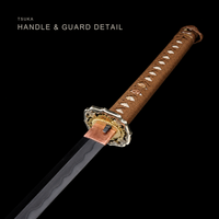 Unsharpened Kobuse Jigane Collector Type 98 Sword — Tan Ito, Brown Leather Saya — gallery image 8