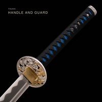Unsharpened Ocean Dragon Katana — Teal Cloud Saya, Silver Wave Tsuba — gallery image 7