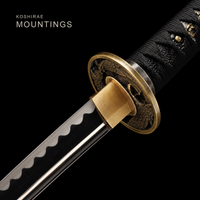 Unsharpened Eagle-Motif Katana — Mirror-Polished 5160, Black Lacquered Saya — gallery image 8
