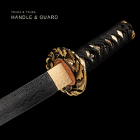 Unsharpened Plum Blossom Wakizashi — Sanmai T1095, Patterned Steel, Copper Fittings — gallery image 8