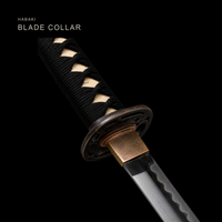 Unsharpened Patterned-Steel Collector Katana — Clay-Tempered, Aged Copper Fittings — gallery image 8